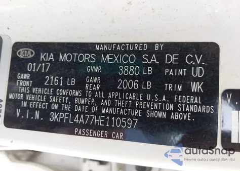 2017 Kia Forte S from USA, damaged, VIN 3KPFL4A77HE110597